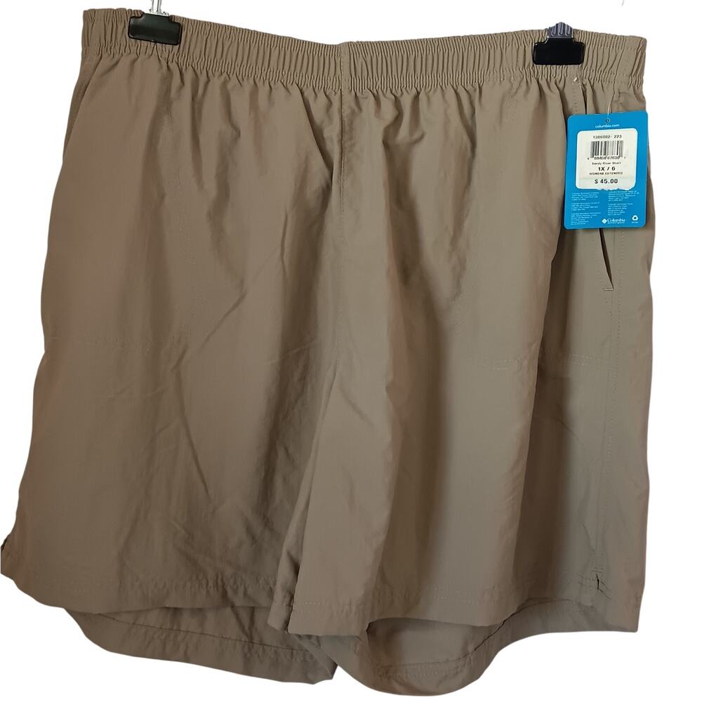NWT Columbia Shorts Women's 1X Sandy River Tan Elastic Waist Pockets